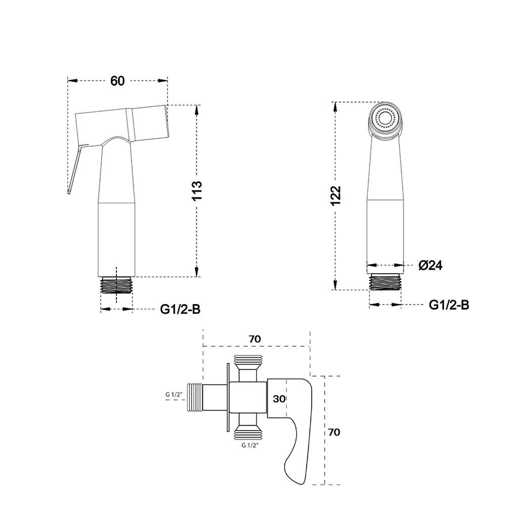 สายฉีดชำระครบชุด FENIX SS304 GL-4715 สีสแตนเลส