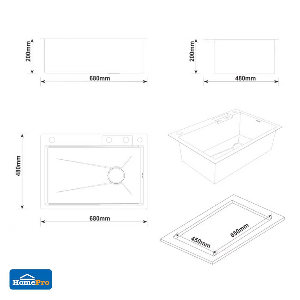ซิงค์ฝัง 1 หลุม KUCINE STAR1B 68481W สีเงิน