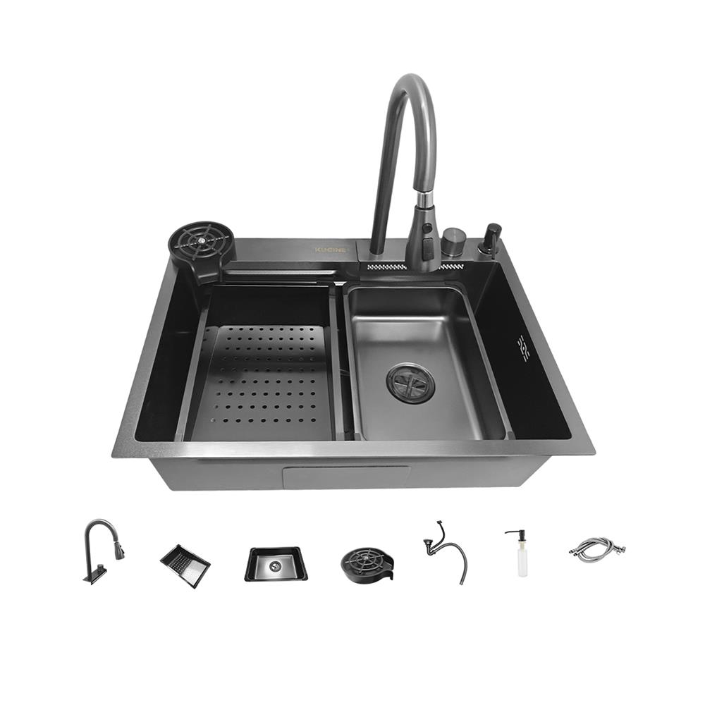 ซิงค์ฝัง 1 หลุม KUCINE HONEY1B 68481W สีเทาดำ