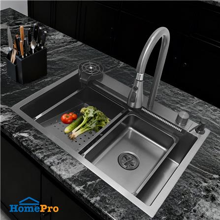 ซิงค์ฝัง 1 หลุม KUCINE HONEY1B 68481W สีเทาดำ_3