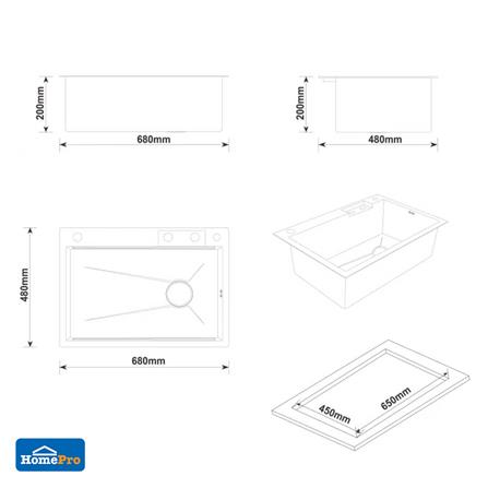 ซิงค์ฝัง 1 หลุม KUCINE HONEY1B 68481W สีเทาดำ_4