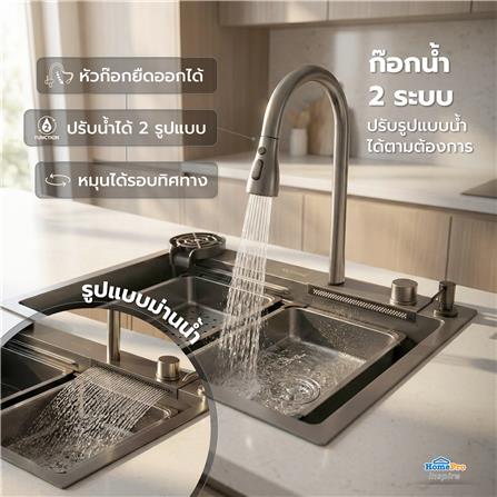ซิงค์ฝัง 1 หลุม KUCINE HONEY1B 68481W สีเทาดำ_14