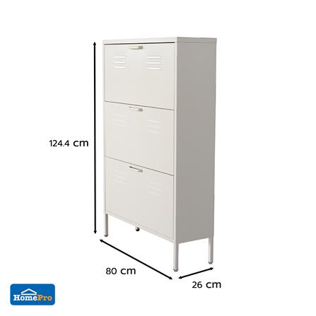 ตู้รองเท้าเหล็ก 3 ชั้น FURDINI NOVA 80 ซม. สีขาว_4