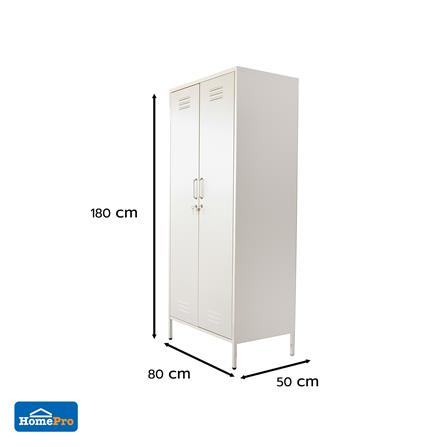 ตู้เสื้อผ้าเหล็ก 2 บานเปิด FURDINI NOVA 80 ซม. สีขาว_5