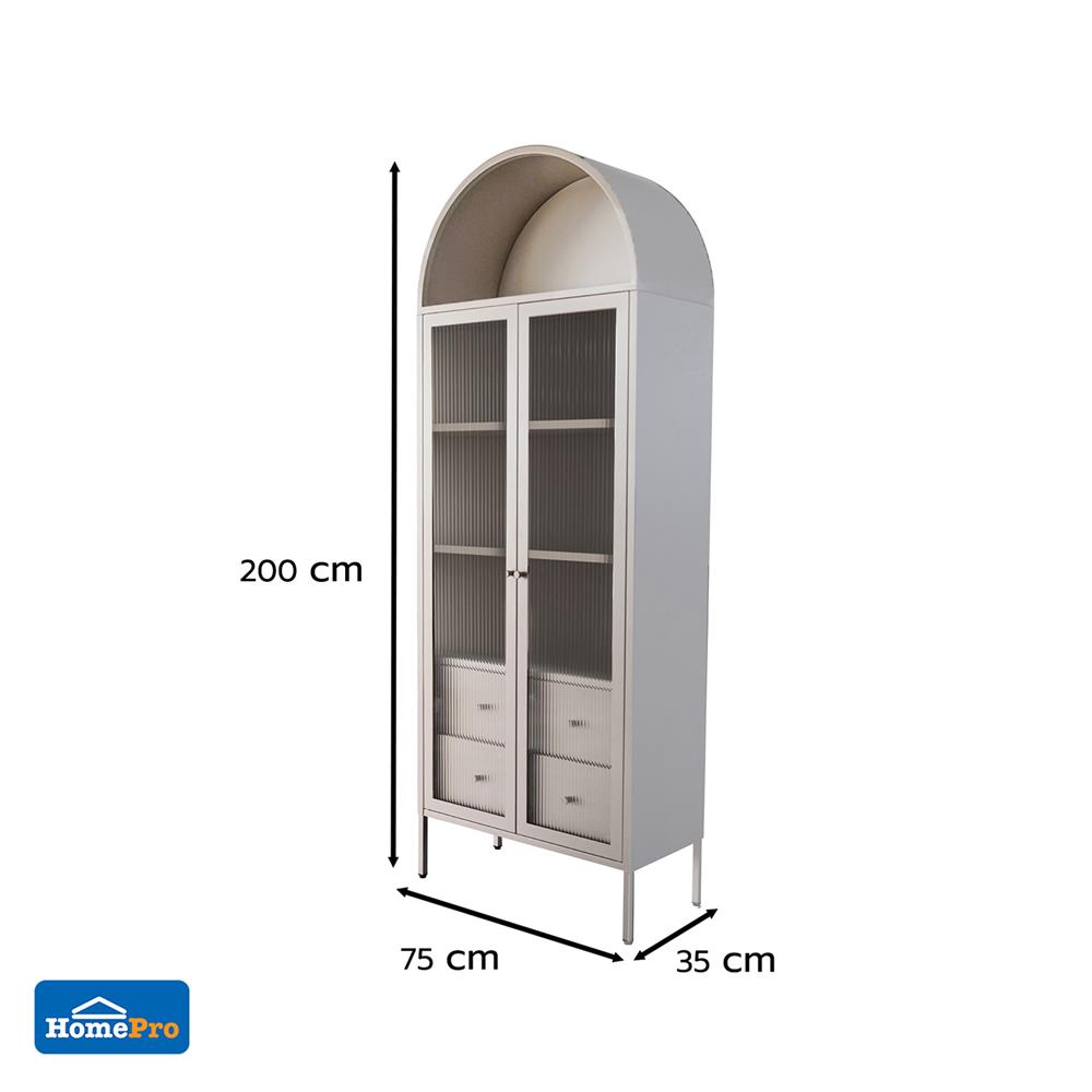 ตู้โชว์ 2 บานเปิด FURDINI ARCO 75 ซม. สีเทา