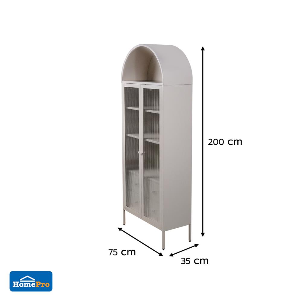 ตู้โชว์ 2 บานเปิด FURDINI ARCO 75 ซม. สีเทา