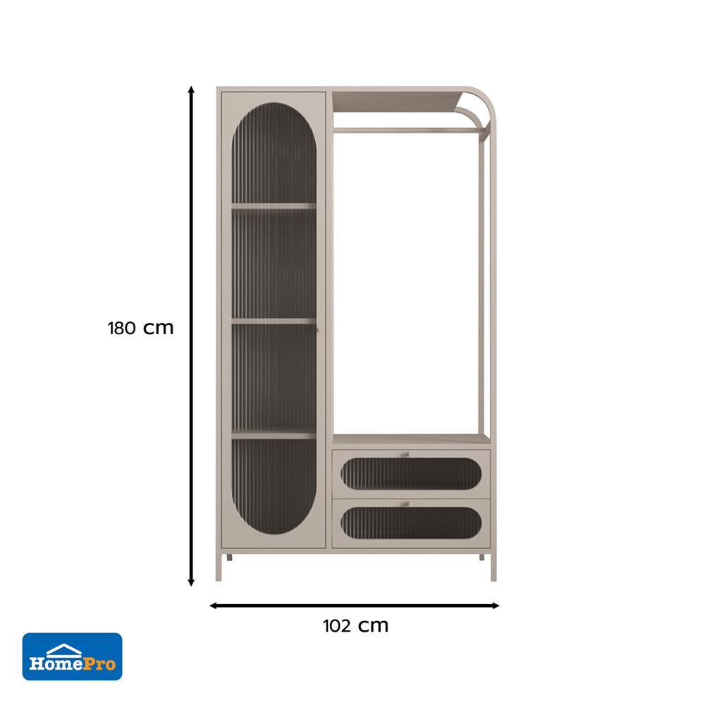 ตู้เสื้อผ้าบานผสม FURDINI ARCO 102 ซม. สีเทา