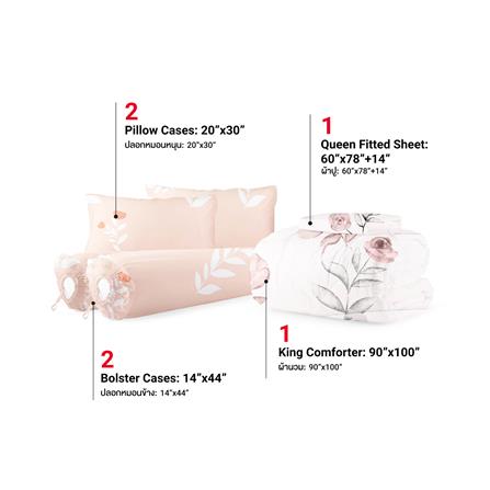 ชุดผ้าปูที่นอน 5 ฟุต (ชุด 6 ชิ้น) FROLINA MICROTEX DF076_2