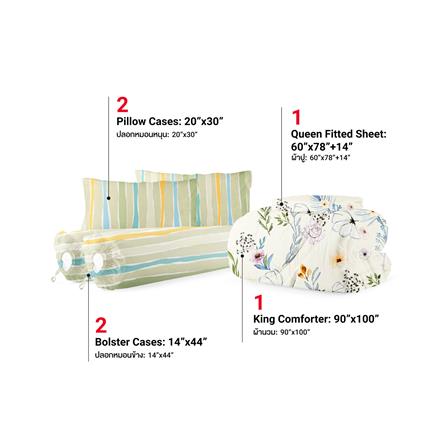 ชุดผ้าปูที่นอน 5 ฟุต (ชุด 6 ชิ้น) FROLINA MICROTEX DF074_2