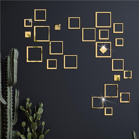 สติ๊กเกอร์ D.I.Y WALL HOME LIVING STYLE WALL 20x20 ซม. สีทอง (แพ็ก 24 ชิ้น)_4