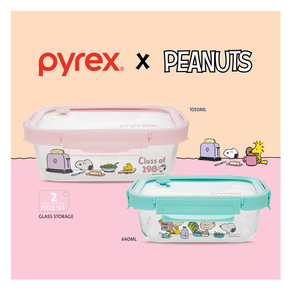 ชุดกล่องอาหารแก้ว PYREX SNOOPY BRUNCH 0.64 ลิตร และ 1.05 ลิตร (แพ็ก 2 ชิ้น)