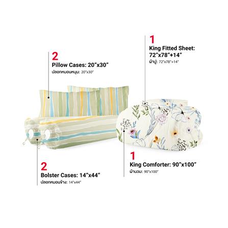 ชุดผ้าปูที่นอน 6 ฟุต (ชุด 6 ชิ้น) FROLINA MICROTEX DF074_2