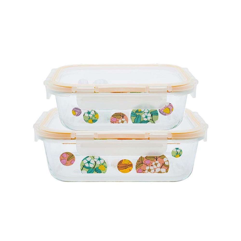 ชุดกล่องอาหารแก้ว PYREX BONBON FLEUR 0.64 ลิตร และ 1.05 ลิตร (แพ็ก 2 ชิ้น)