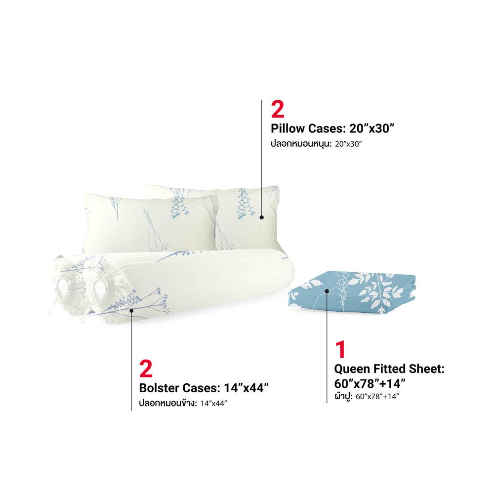 ชุดผ้าปูที่นอน 5 ฟุต (ชุด 5 ชิ้น) FROLINA MICROTEX DF075