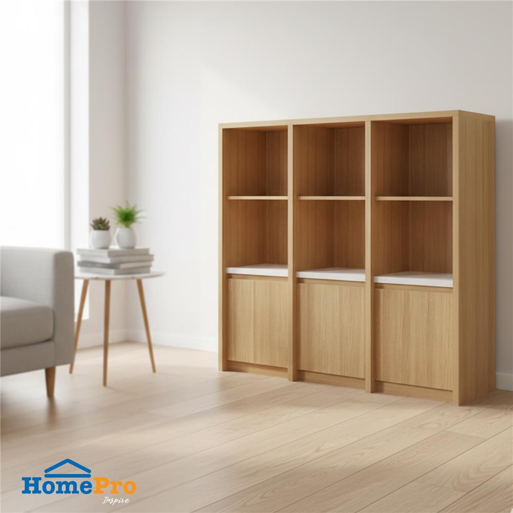 ชั้นวางของผสม 3 ชั้น 3 บานเปิด FURDINI AOMI 120 ซม. สี NATURAL OAK/ขาว