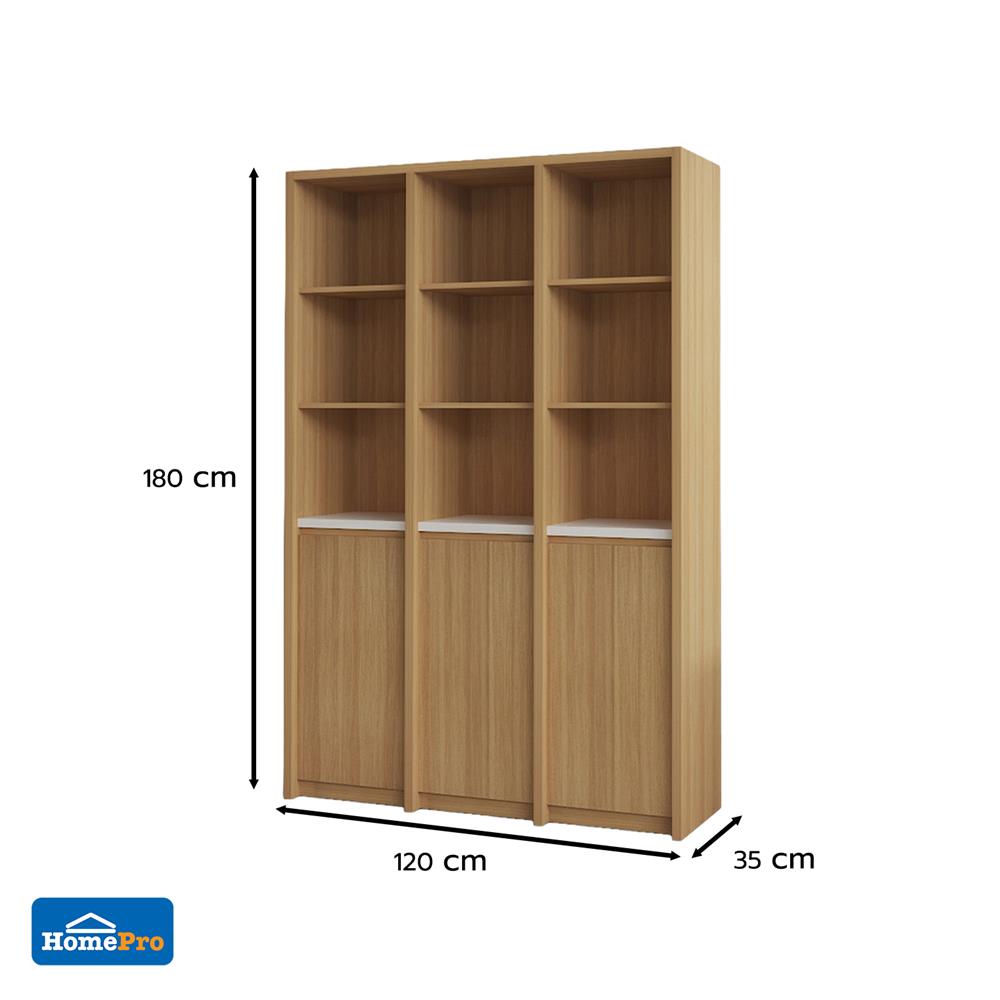 ชั้นวางของผสม 5 ชั้น 3 บานเปิด FURDINI AOMI 120 ซม. สี NATURAL OAK/ขาว