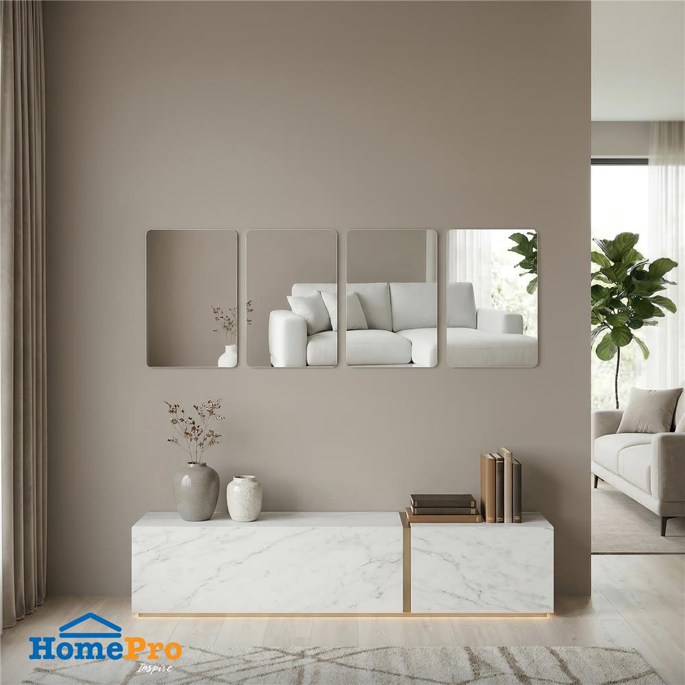 สติ๊กเกอร์ D.I.Y HOME LIVING STYLE MIRROR 20x30 ซม. สีเงิน (แพ็ก 4 ชิ้น)