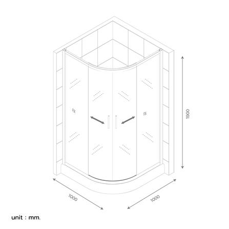 ฉากกั้นอาบน้ำ CRISTINA FAIRY100-Silver 100x100x190 ซม._2