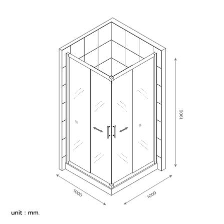 ฉากกั้นอาบน้ำ CRISTINA SQUARE-100Silver 100X100X190 ซม._2