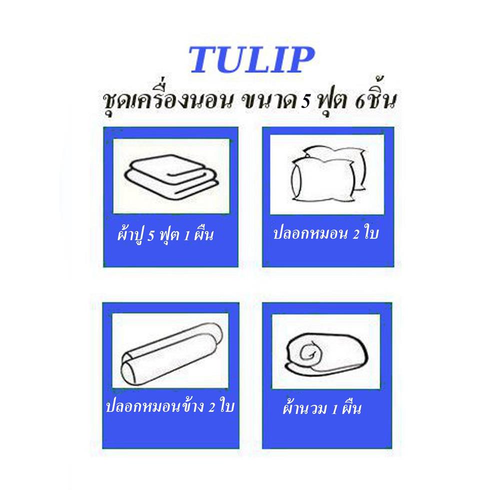 ชุดผ้าปูที่นอน 5 ฟุต (ชุด 6 ชิ้น) TULIP CHARMMY 60256-DLD036