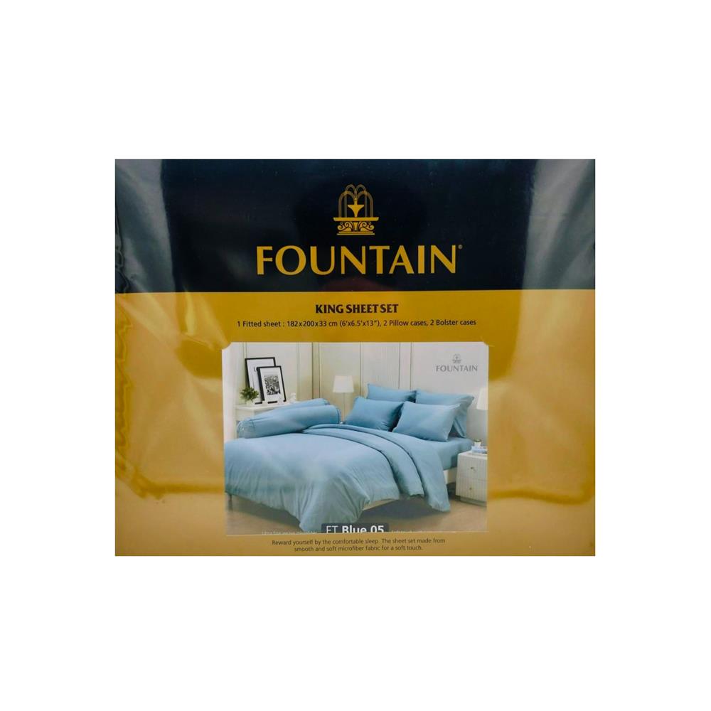 ชุดผ้าปูที่นอน 6 ฟุต (ชุด 5 ชิ้น)  FOUNTAIN COLOR 70101-FT BLUE05