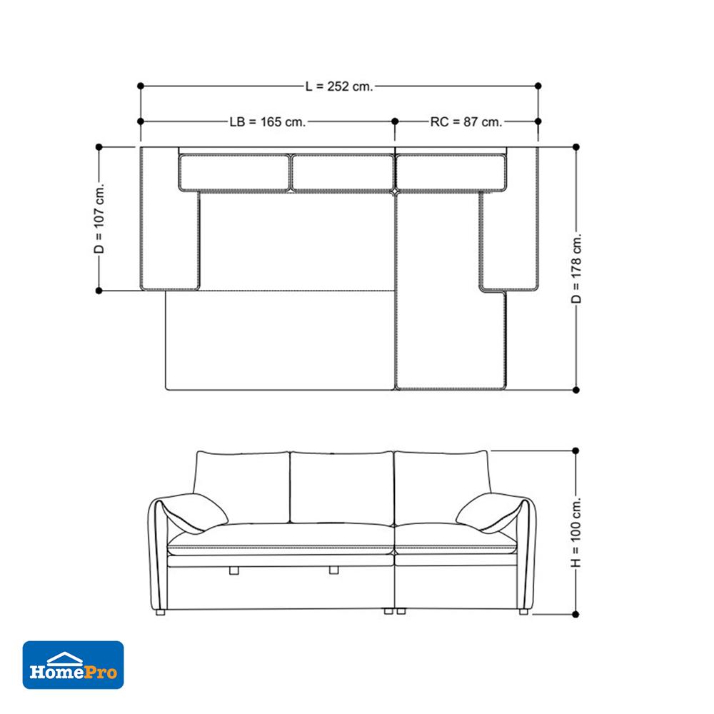 โซฟาเข้ามุมซ้าย FURDINI SPACE PET FRIENDLY สีเทา
