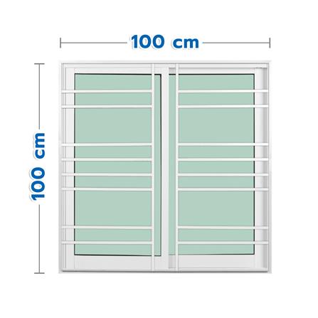 หน้าต่างบานเลื่อนอะลูมิเนียม พร้อมมุ้งลวดและเหล็กดัด S-S KPA โมเดิร์น 100x100 ซม. สีขาว