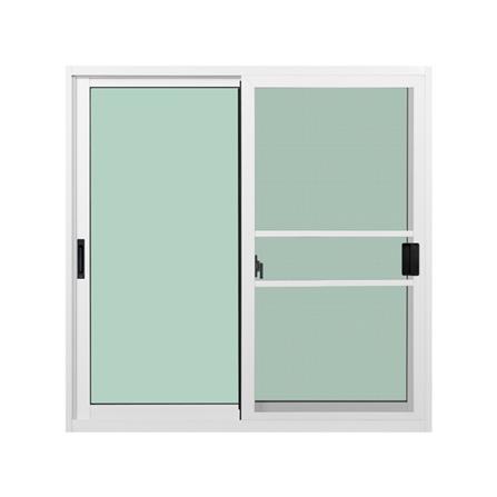 หน้าต่างบานเลื่อนอะลูมิเนียม พร้อมมุ้งลวดและเหล็กดัด S-S KPA โมเดิร์น 100x100 ซม. สีขาว_1