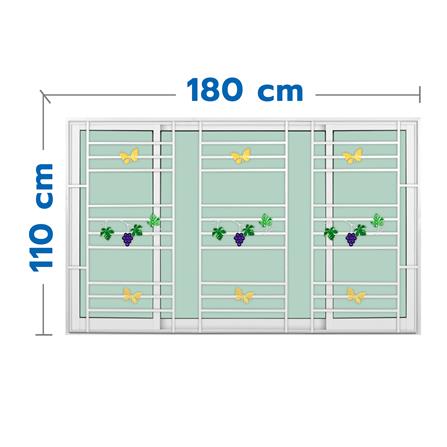 หน้าต่างบานเลื่อนอะลูมิเนียม พร้อมมุ้งลวดและเหล็กดัด S-F-S KPA พวงองุ่น 180x110 ซม.สีขาว_0