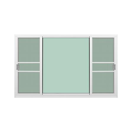 หน้าต่างบานเลื่อนอะลูมิเนียม พร้อมมุ้งลวดและเหล็กดัด S-F-S KPA พวงองุ่น 180x110 ซม.สีขาว_1