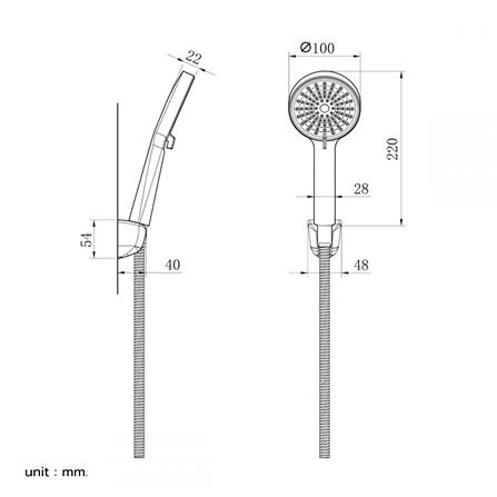 ชุดฝักบัวสายอ่อน 3 ระดับ RASLAND D413-D9911 สีโครม_4