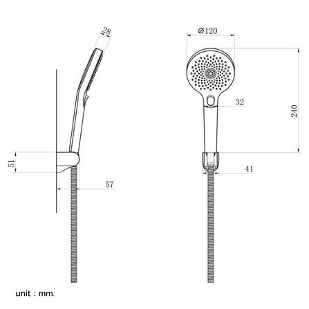ชุดฝักบัวสายอ่อน 3 ระดับ RASLAND D414-D6543 สีโครม_4
