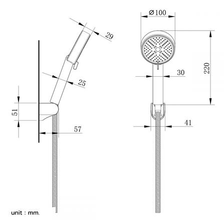 ชุดฝักบัวสายอ่อน 3 ระดับ RASLAND D413-D2255 สีโครม_7