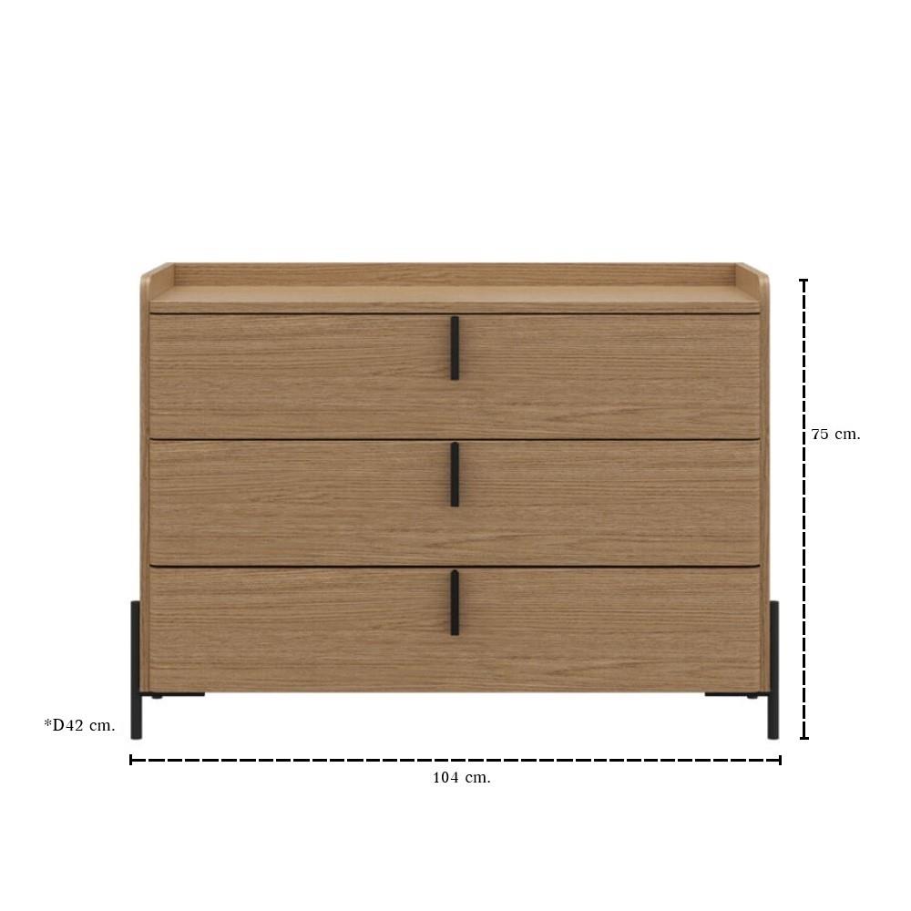 ตู้ลิ้นชัก 3 ชั้น SB FURNITURE WANATA 19239514 104x75 ซม. สีโอ๊ค