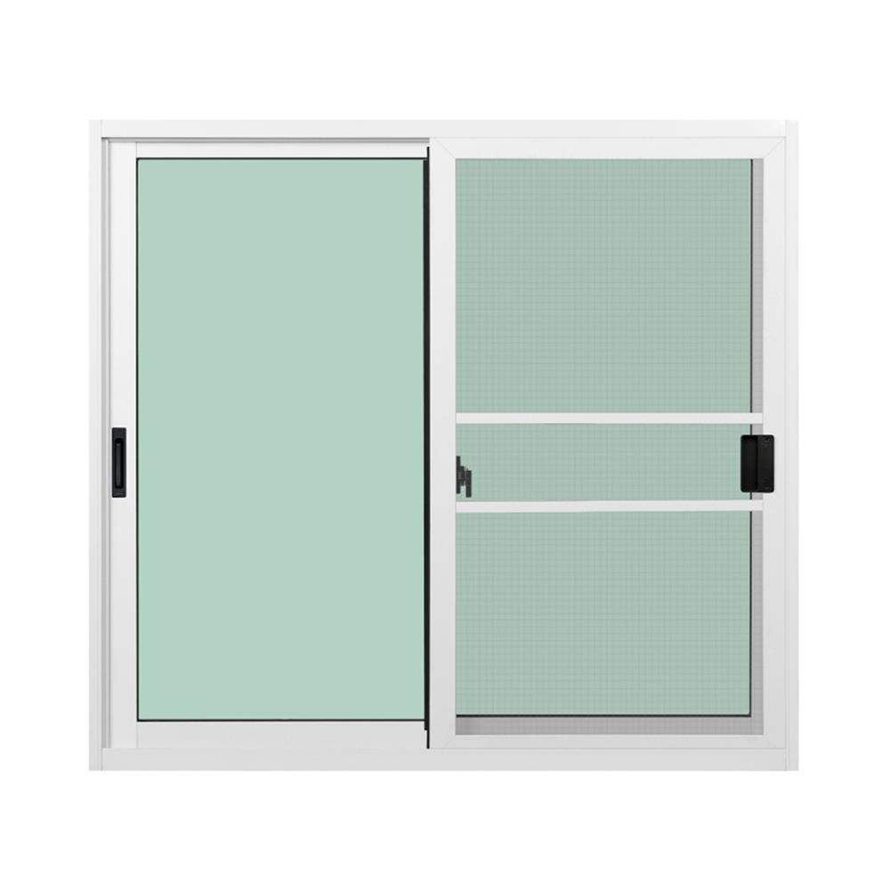 หน้าต่างบานเลื่อนอะลูมิเนียม พร้อมมุ้งลวดและเหล็กดัด S-S KPA ผีเสื้อ 120x110 ซม. สีขาว