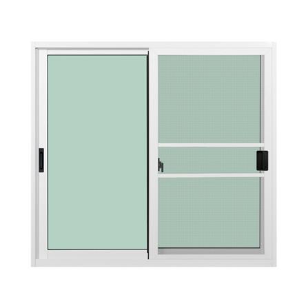 หน้าต่างบานเลื่อนอะลูมิเนียม พร้อมมุ้งลวดและเหล็กดัด S-S KPA ผีเสื้อ 120x110 ซม. สีขาว_1