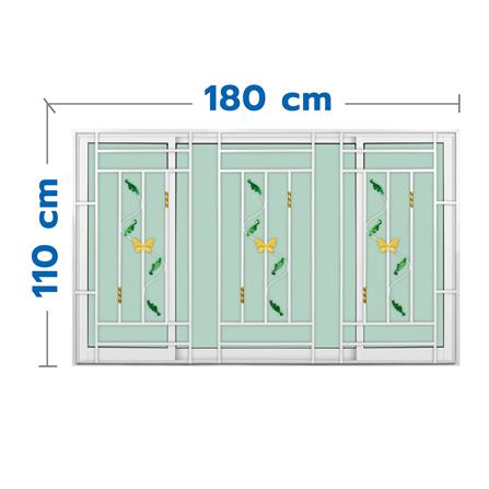 หน้าต่างบานเลื่อนอะลูมิเนียม พร้อมมุ้งลวดและเหล็กดัด S-F-S KPA ผีเสื้อ 180x110 ซม. สีขาว_0