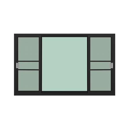 หน้าต่างบานเลื่อนอะลูมิเนียม พร้อมมุ้งลวดและเหล็กดัด S-F-S KPA โมเดิร์นหลุยส์ 180x110 ซม. สีดำ_1