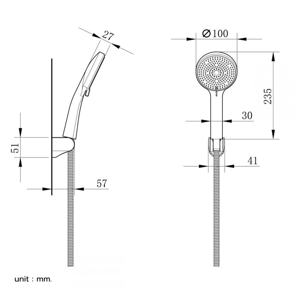 ชุดฝักบัวสายอ่อน 5 ระดับ RASLAND D414-D6633 สีโครม