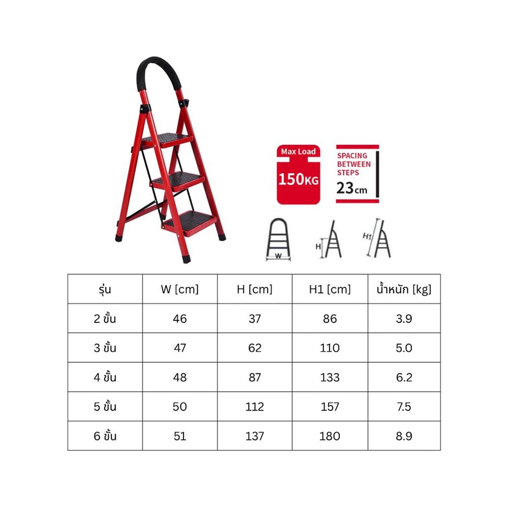 บันได STEP 4 ขั้น BARCO LSHL-004-R สีดำ-แดง
