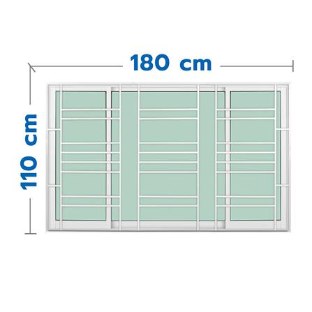 หน้าต่างบานเลื่อนอะลูมิเนียม พร้อมมุ้งลวดและเหล็กดัด S-F-S KPA โมเดิร์น 180x110 ซม. สีขาว_0