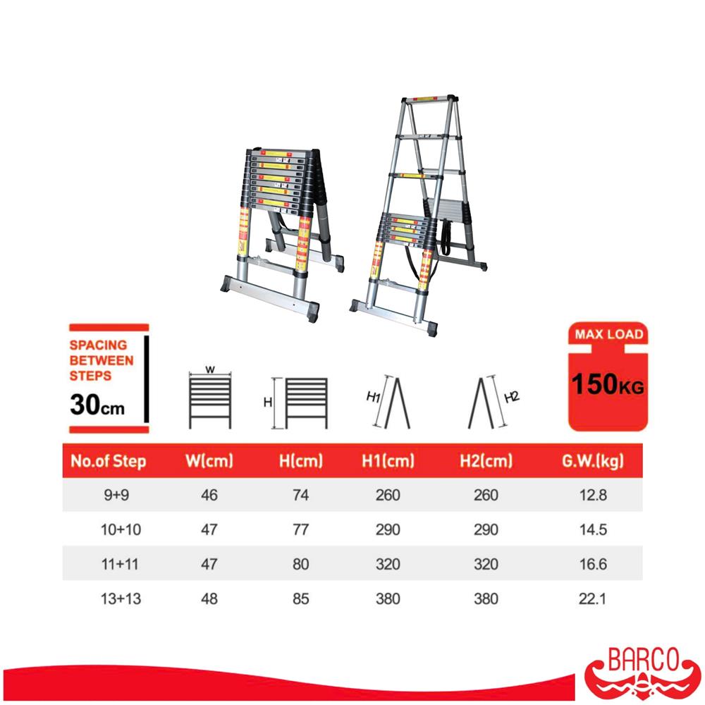 บันไดอเนกประสงค์ปรับแบบ BARCO 13 ขั้น