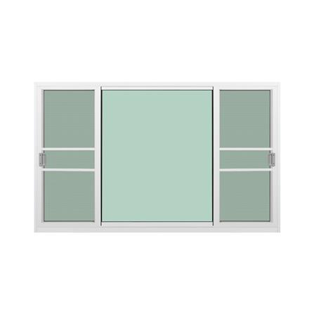 หน้าต่างบานเลื่อนอะลูมิเนียม พร้อมมุ้งลวดและเหล็กดัด S-F-S KPA โมเดิร์นหลุยส์ 180x110 ซม. สีขาว_1