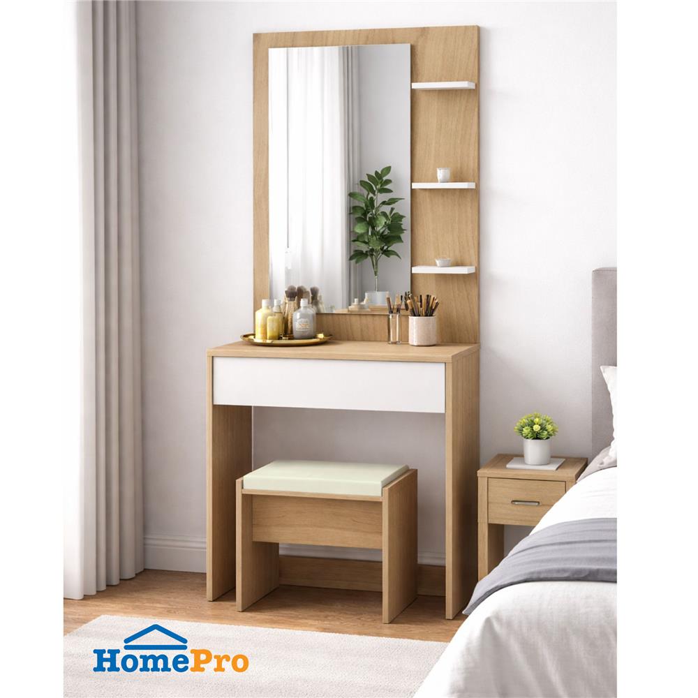 ชุดโต๊ะเครื่องแป้ง FURDINI KEPT 60 ซม. สี NT OAK/ขาว