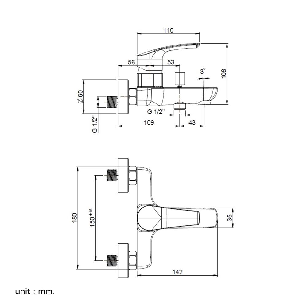 ก๊อกผสมอ่างอาบ PAINI PA D1CR111LGCPE