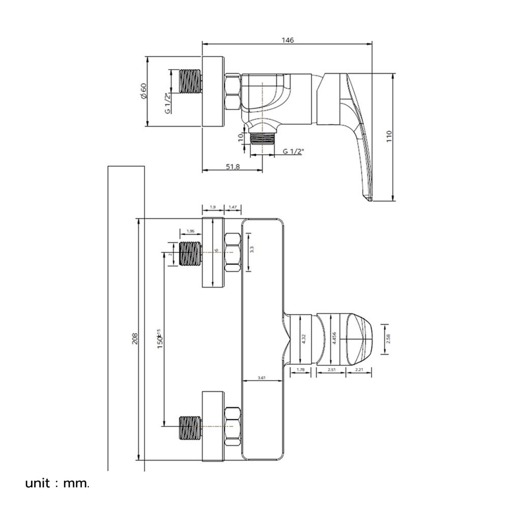 ก๊อกผสมยืนอาบ PAINI PA D1CR511CPE
