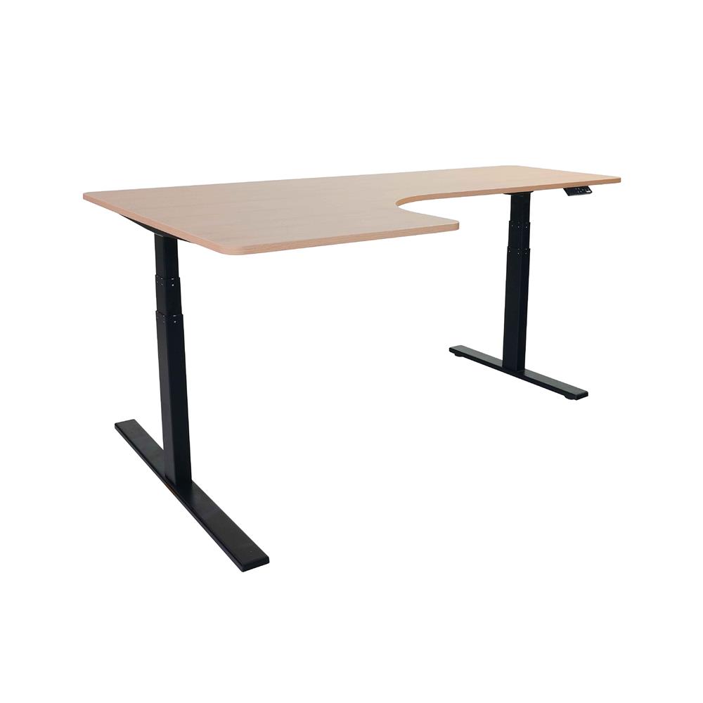 โต๊ะปรับระดับไฟฟ้า BEWELL L-SHAPED 180 ซม. สีโอ๊ค/ดำ