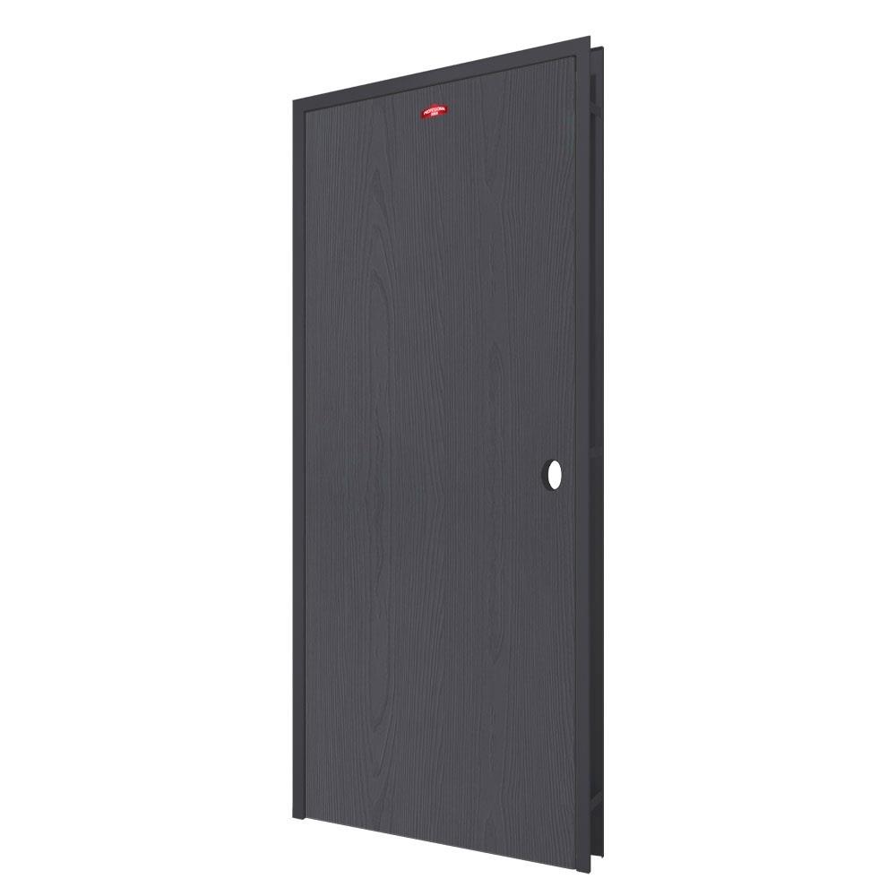 ชุดประตูเหล็ก เจาะลูกบิด PROFESSIONAL DOOR FR1LBK+WD1BK 86.4x203.5 ซม. สีเทาเม็ดทราย (เปิดด้านซ้าย ออกด้านนอก)
