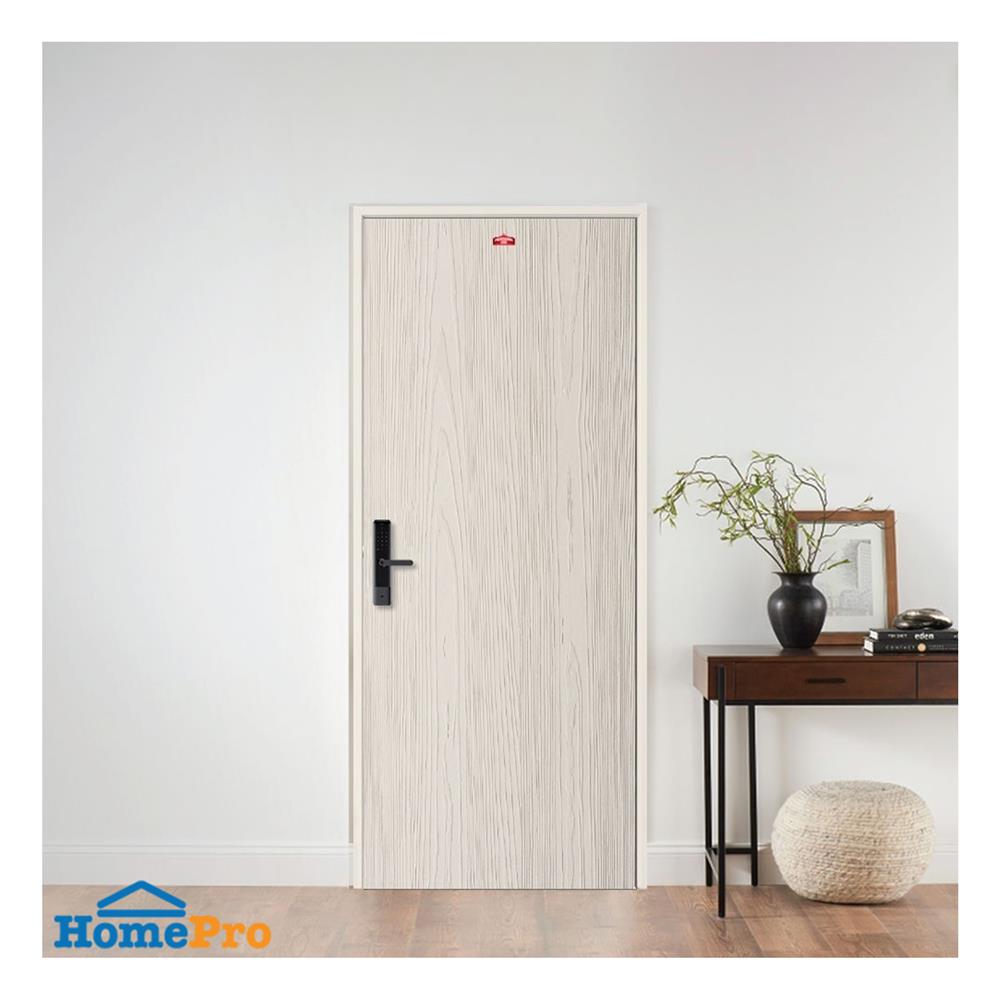 ชุดประตูเหล็ก เจาะลูกบิด PROFESSIONAL DOOR FR1RC+WD1C PF 86.4x203.5 ซม. สีครีม (เปิดด้านขวา ออกด้านนอก)
