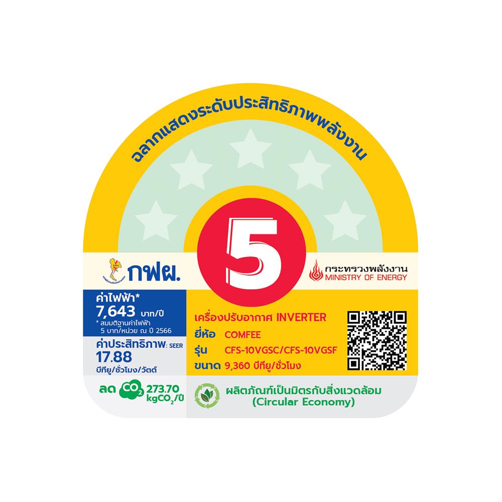 แอร์ผนัง COMFEE CFS-10VGSF 9360 บีทียู อินเวอร์เตอร์